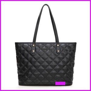 Quilted Tote Bag Large Shoulder Purse Vegan Leather Chic Classic Elegant